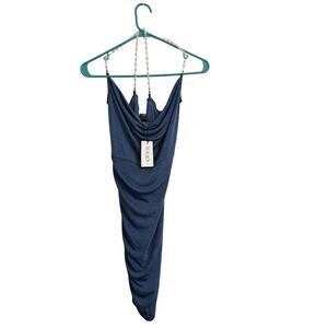 Cider Beaded Bead Strap Blue Dress L